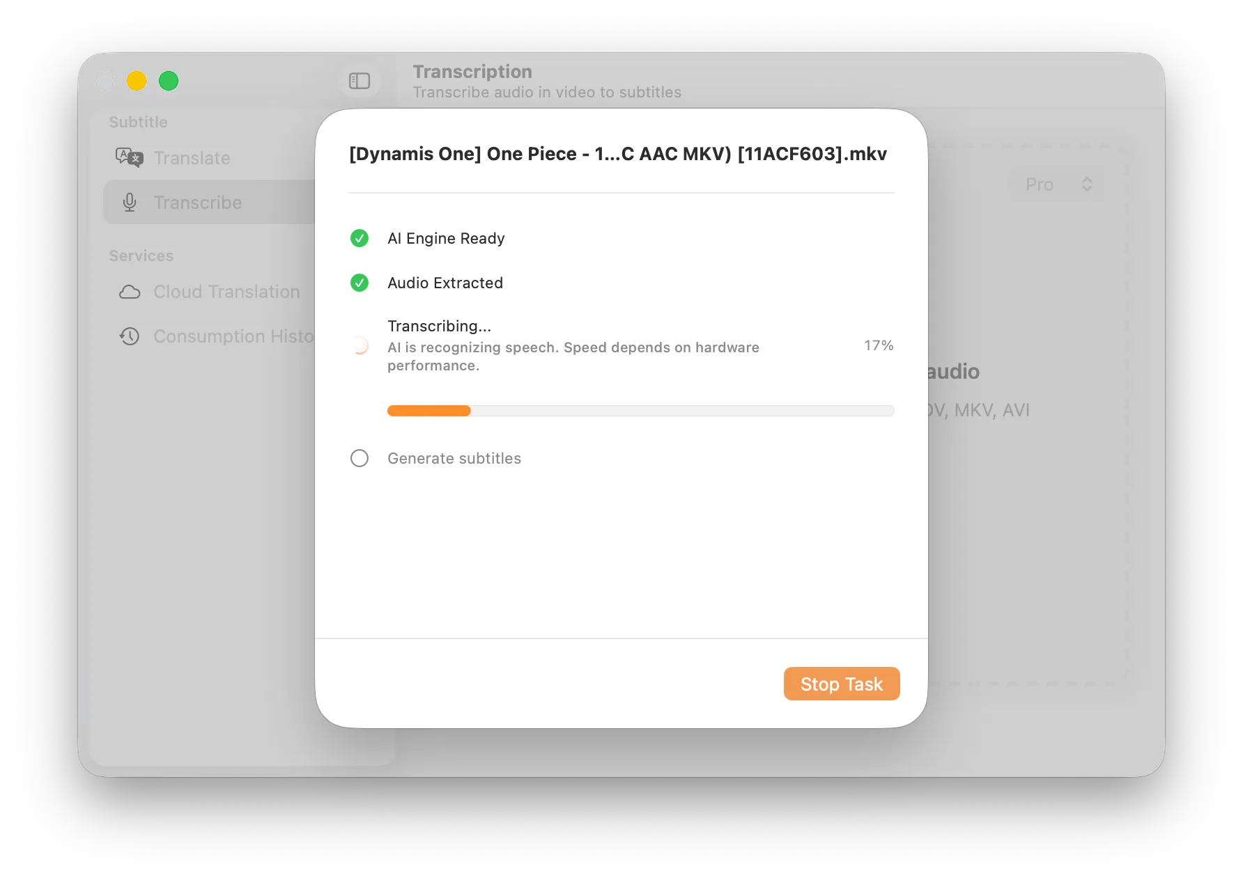 Transcription Progress